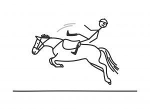 Skizze reiten und vom Pferd fallen